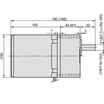 40W Induction Leadwire with Gearhead dimentions